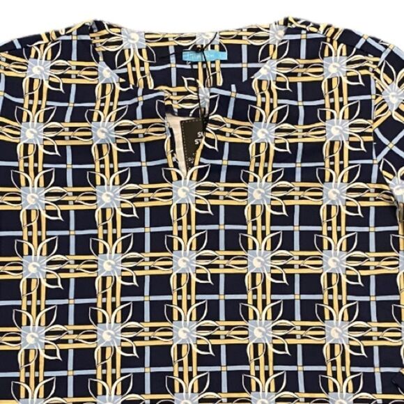 J. McLaughlin Top Catalina Cloth Floral Stripes Size Large - Picture 2 of 10